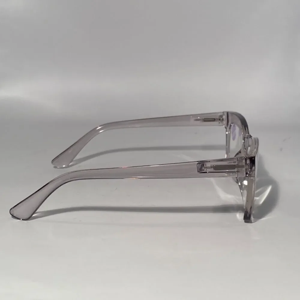 1148 Gretchen Reading Glasses 3.5 Sq Eyeglasses Clear Grey Frames NWT